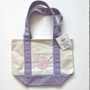 Trader Joe’s Mini Purple Pastel Canvas Tote Bag NWT